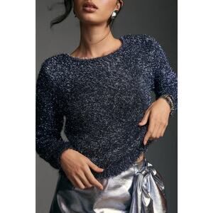 Anthropologie Eyelash Pullover Sweater in Blue